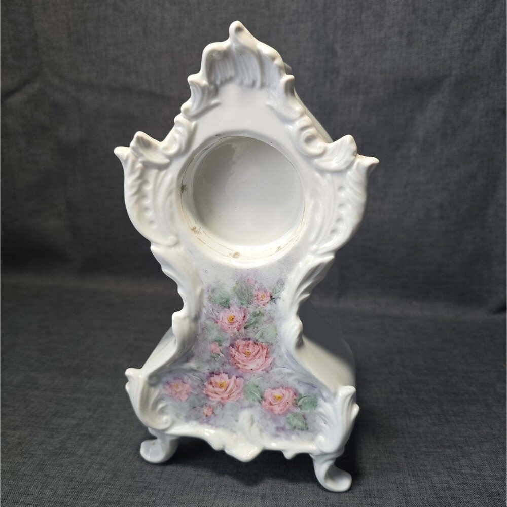 Vintage Victorian Porcelain Wind Up Mantel Shelf Clock Bedside Clock Frame